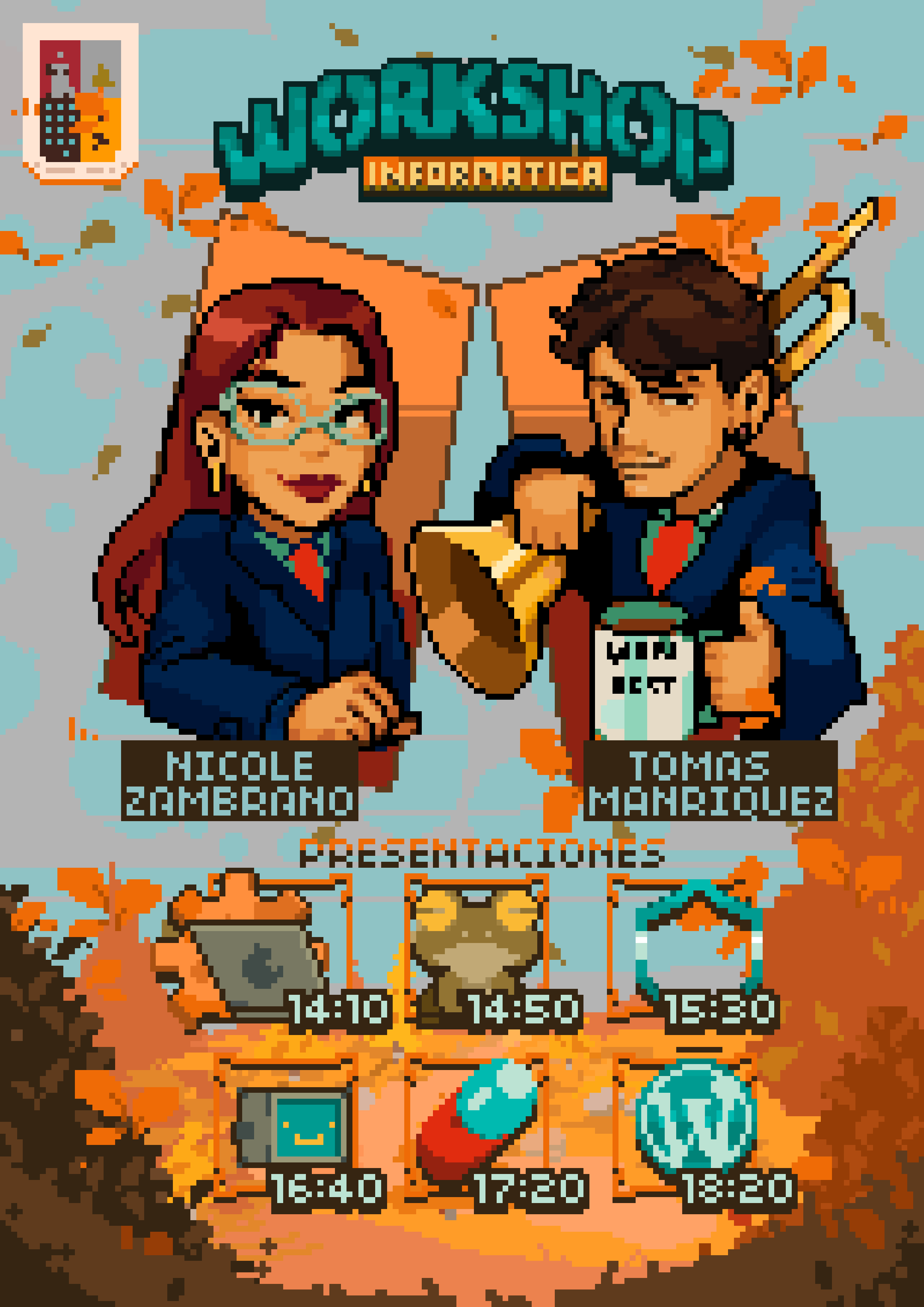 Workshop 2025 — Posters — Event branding, pixel art by Kevin Medina