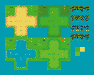Tiny Golf — Game art · characters & tiles (2), pixel art by Kevin Medina